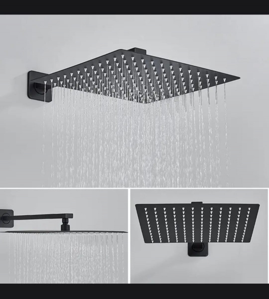 Смеситель скрытого монтажа черный без излива 8603FF